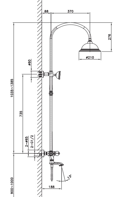 dimensiuni dus kirke