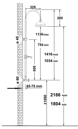 dimensiuni dus retro