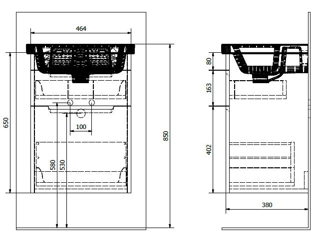 Schita dimensiuni dulap Ella 50 cm