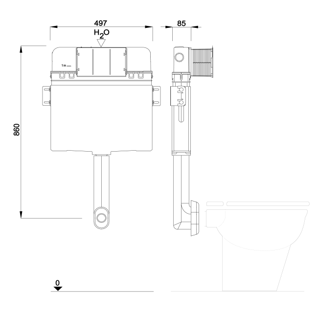 dimensiuni rezervor incastrabil wc pardoseala