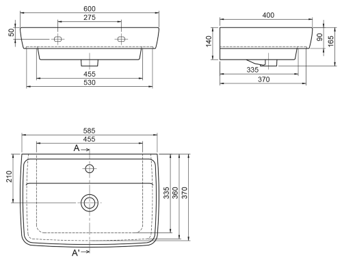 dimensiuni lavoar 60x40