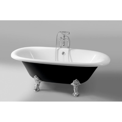 Cada baie Polysan Regata Retro, alb-negru, picioare cromate, 175x85