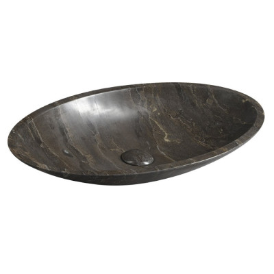 Lavoar oval din piatra naturala Sapho Blok negru
