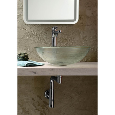 Lavoar baie sticla rotund aspect gheata 42 x 14 cm Sapho Ripple