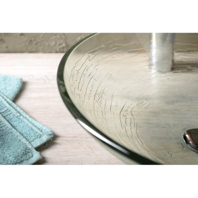 Lavoar baie sticla rotund aspect gheata 42 x 14 cm Sapho Ripple