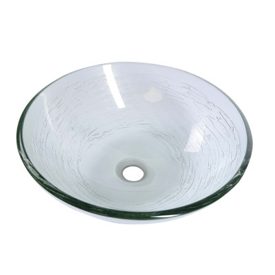 Lavoar baie sticla rotund aspect gheata 42 x 14 cm Sapho Ripple