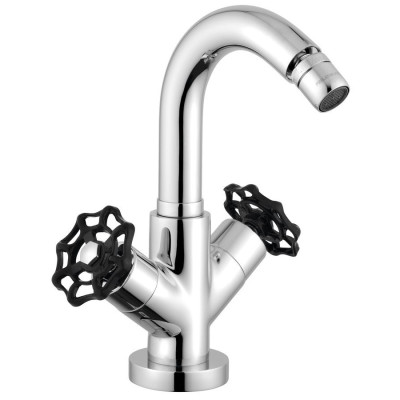 Baterie bideu stil industrial cromat - neagra Sapho