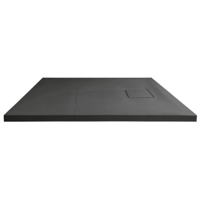 Cadita dus Sapho Acora 90 x 90 x 3.5 cm marmura compozit negru antracit