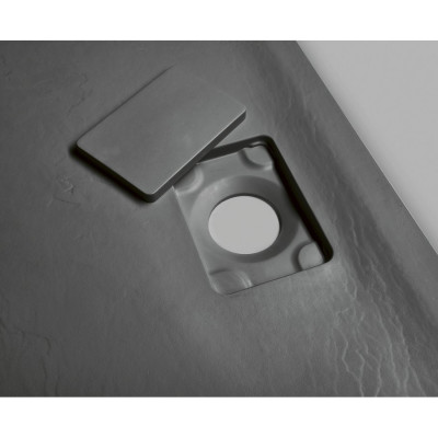 Cadita dus Sapho Acora 100 x 80 x 3.5 cm marmura compozit negru antracit