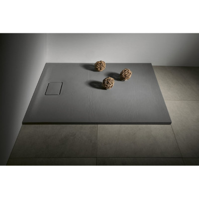 Cadita dus Sapho Acora 100 x 80 x 3.5 cm marmura compozit negru antracit
