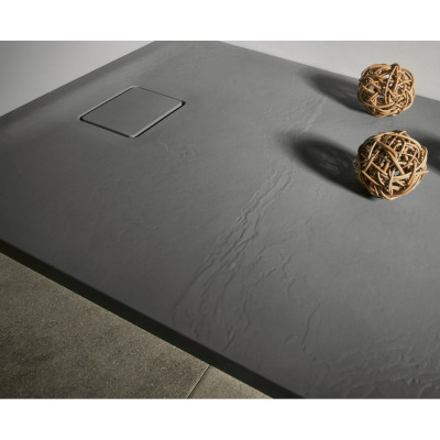 Cadita dus Sapho Acora 100 x 80 x 3.5 cm marmura compozit negru antracit