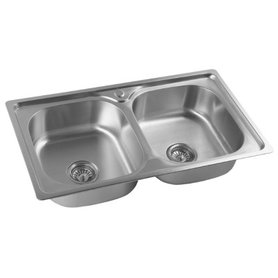 Chiuveta inox cu doua cuve Aqualine 81x46x18