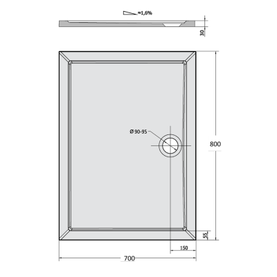Cadita dus 80 x 70 cm marmura compozit Polysan Klasik