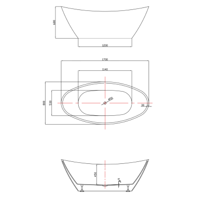 Cada baie freestanding ovala 170 x 80 Polysan Avila