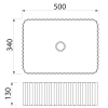 Lavoar dreptunghiular striatii 50 x 34 cm Sapho Picobello