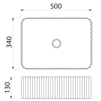 Lavoar dreptunghiular striatii 50 x 34 cm Sapho Picobello