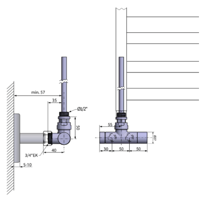 Robinet calorifer tur retur cromat o singura conexiune Sapho Mono