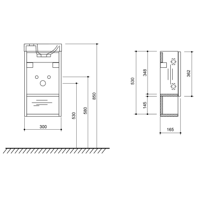 Dulap baie lavoar 30 x 53 x 16.5 cm MDF stejar Sapho Latus