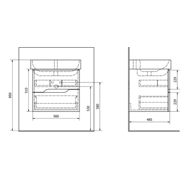 Dulap lavoar 60 cm alb cu sertare Sapho Mediena