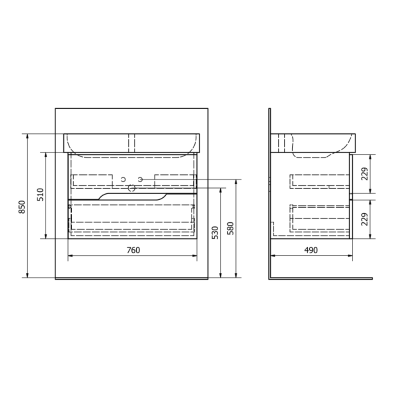 Dulap lavoar 80 cm alb cu sertare Sapho Mediena