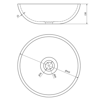 Lavoar rotund negru pictat 41 cm Sapho Priori