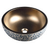 Lavoar traditional rotund sculptat si colorat cupru & albastru Sapho Priori Gordios