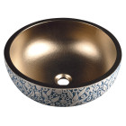 Lavoar traditional rotund sculptat si colorat cupru & albastru Sapho Priori Gordios