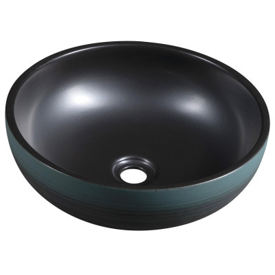 Lavoar rotund pe blat negru si verde Sapho Priori Dassia 41 cm