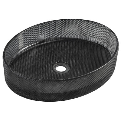 Lavoar oval texturat sticla fumurie Sapho Nobal 49 x 38 cm