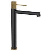 Baterie lavoar pe blat negru - auriu Sapho Solaris