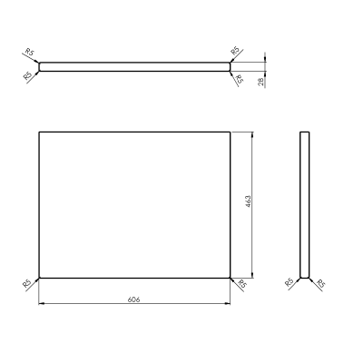 Blat lemn masiv stejar pt dulap lavoar 606 x 463 x 28