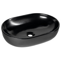 Lavoar oval negru pe blat Sapho Caleo