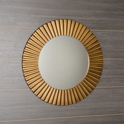 Oglinda rotunda cu rama lemn Pride 90 bronz