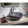 Lavoar baie violet pictat in tema florala rotund 41 cm Stilia