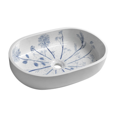Lavoar pictat handmade Neochori oval 60 x 40 x 13.5 cm