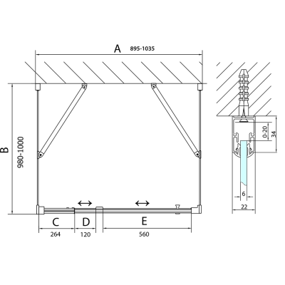 Cabina dus ajustabila 90-100x100 Polysan Easy Line