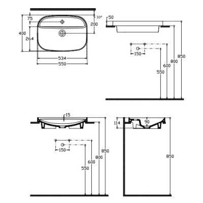 Lavoar dreptunghiular incastrabil 55 x 40 cm Isvea Infinity Lavoar dreptunghiular incastrabil 55 x 40 cm Isvea Infinity