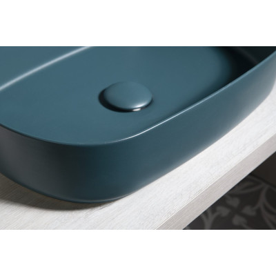 Lavoar oval verde petrol pe blat 55 x 36 cm Isvea Infinity