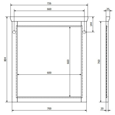 Oglinda baie Retro rama lemn masiv alb antichizat Sapho Cross 70 x 80 cm