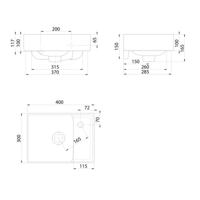 Lavoar dreptunghiular 40 x 30 Sapho Nuali