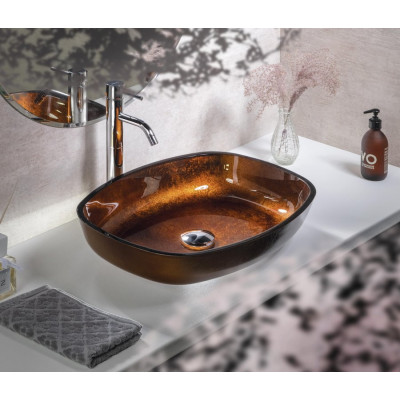 Lavoar baie sticla finisaj cupru 54 x 39.5 cm Sapho Kvaore