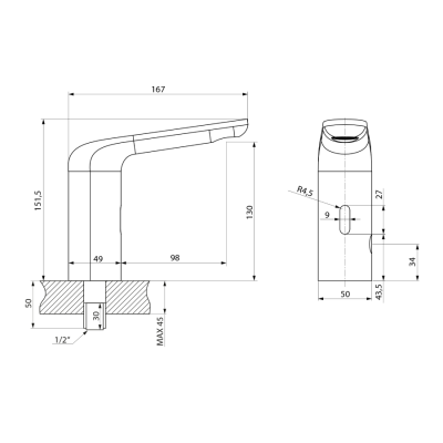Baterie lavoar baie albă cu senzor Sapho