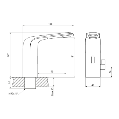 Baterie lavoar baie cu senzor si mixer Sapho Fluid cromata Baterie lavoar baie cu senzor si mixer Sapho Fluid cromata