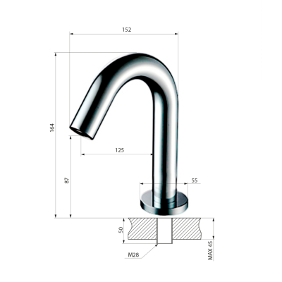 Baterie lavoar baie cu senzor cilindrica Sapho 6V