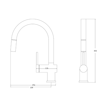 Baterie chiuveta bucatarie neagra dispersor extractibil Unixa Flow