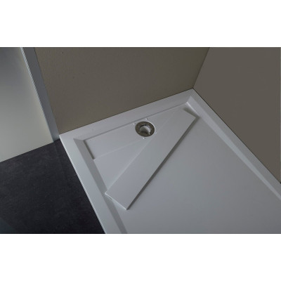 Cadita dus marmura compozit cu ornament scurgere Polysan Varesa 120 x 80 cm