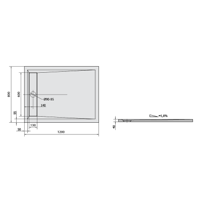 Cadita dus marmura compozit cu ornament scurgere Polysan Varesa 120 x 80 cm