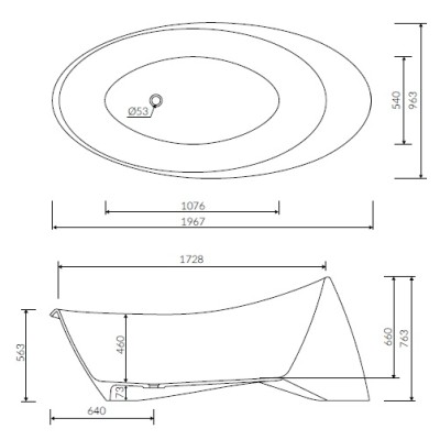 Cada baie freestanfing design fluid autentic marmura compozit 197 x 96 cm Goccia Mineralicast Duro