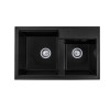 Chiuveta bucatarie granit negru natur doua cuve asimetrice 80 x 50 cm Granitex Elite Duo