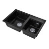 Chiuveta bucatarie granit neagra uni doua cuve asimetrice 80 x 50 cm Granitex Elite Duo